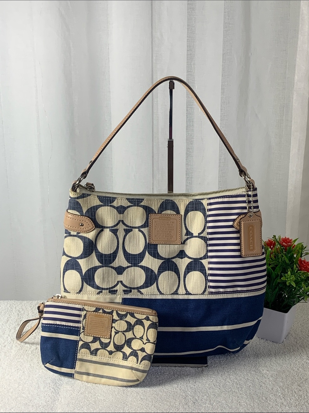 GUC Coach Denim Shoulder Bag + Wristlet